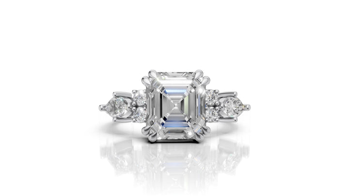 Emerald Cut Cluster Diamond Ring in Rose Gold | 14K Gold Vintage Inspired Engagement Ring | Asscher Cut Art Deco Ring by Pearl Jewelz gift