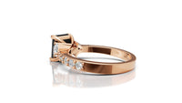 Black Emerald Cut Moissanite Engagement Ring | Rose Gold Trillion & Diamond Accent Ring | Unique Bridal Ring by Pearl Jewelz | Anniversaries