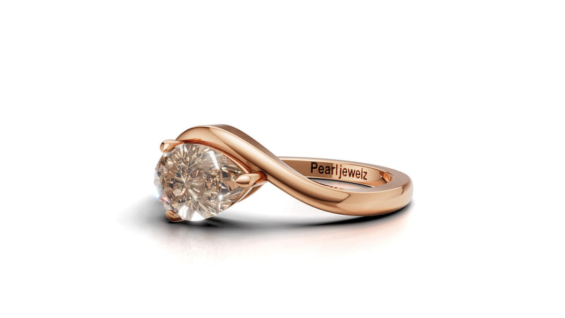 Pear Solitaire With Twisted Engagement Ring 1CT Pear Twisted Solitaire moissanite Diamond Ring Pear Solitaire Diamond Ring For Gift | pearl
