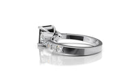 Black Emerald Cut Moissanite Engagement Ring | Rose Gold Trillion & Diamond Accent Ring | Unique Bridal Ring by Pearl Jewelz | Anniversaries