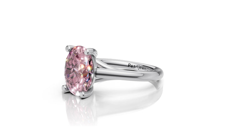 Oval Pink Sapphire Solitaire Ring in 14K White Gold | Romantic Pink Gemstone Engagement Ring | Elegant Modern Proposal Ring | oval pink
