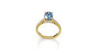 Blue Moissanite Engagement Ring in Rose Gold | oval Cut Solitaire with Diamond Accents | Hidden Halo Bridal Ring | Custom Fine Jewelry