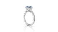 Blue Moissanite Engagement Ring in Rose Gold | oval Cut Solitaire with Diamond Accents | Hidden Halo Bridal Ring | Custom Fine Jewelry