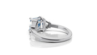 Blue Princess Cut Moissanite Ring | Rose Gold Trillion Accent Engagement Ring | Engagements | Proposals |Unique Bridal Jewelry Pearl Jewelz