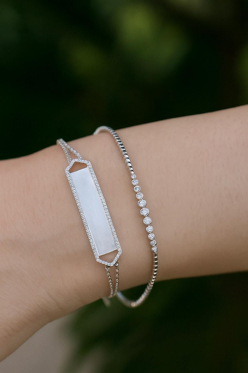 Dainty Bezel Set Moissanite Tennis Bracelet–Sterling Silver Minimalist Bracelet–Elegant Crystal Line Bracelet–Bridal Jewelry–Gift for Her