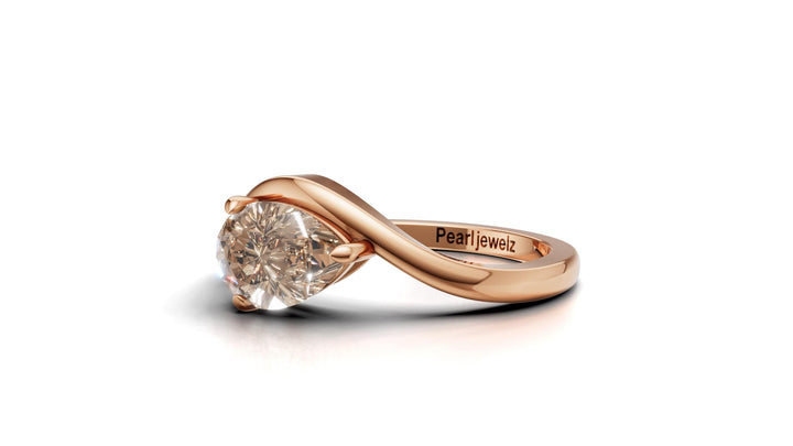 Pear Solitaire With Twisted Engagement Ring 1CT Pear Twisted Solitaire moissanite Diamond Ring Pear Solitaire Diamond Ring For Gift | pearl