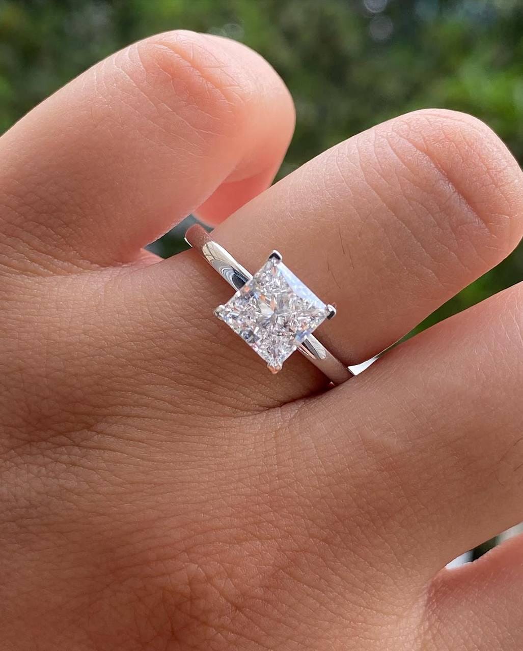 Princess Cut Solitaire Engagement Ring | Lab Grown Diamond Ring | 2.0 CT Moissanite Ring | White Gold Proposal Ring | Minimalist Wedding.
