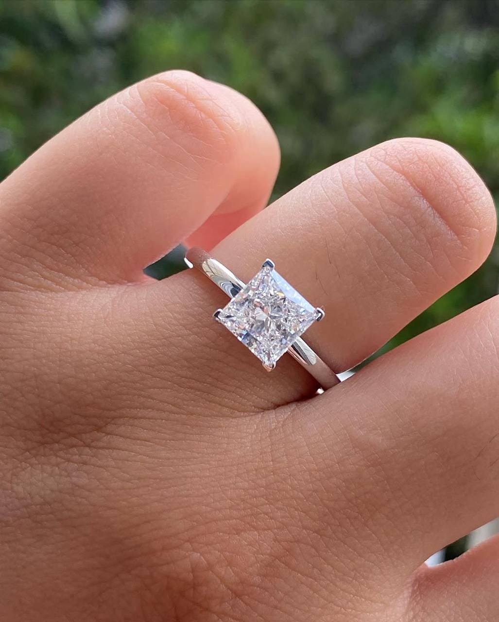 Princess Cut Solitaire Engagement Ring | Lab Grown Diamond Ring | 2.0 CT Moissanite Ring | White Gold Proposal Ring | Minimalist Wedding.