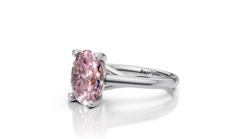Oval Pink Sapphire Solitaire Ring in 14K White Gold | Romantic Pink Gemstone Engagement Ring | Elegant Modern Proposal Ring | oval pink