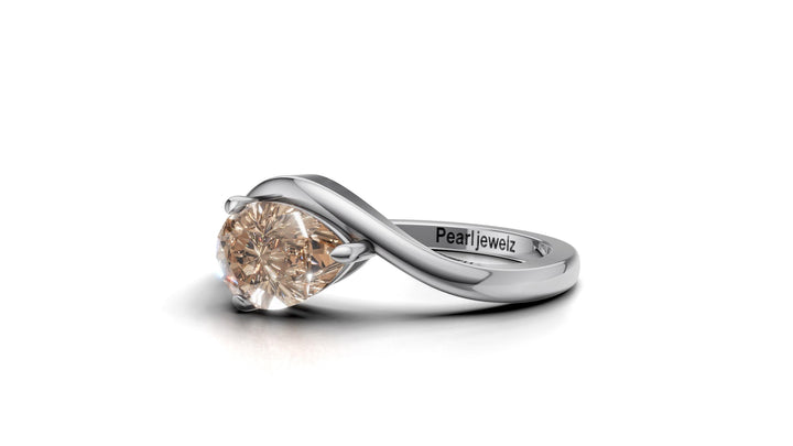 Pear Solitaire With Twisted Engagement Ring 1CT Pear Twisted Solitaire moissanite Diamond Ring Pear Solitaire Diamond Ring For Gift | pearl